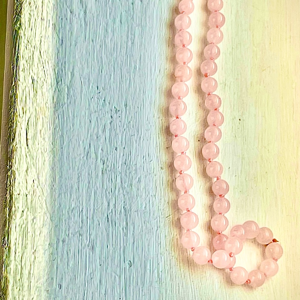 Authentic rose quartz, beaded necklace new with tag